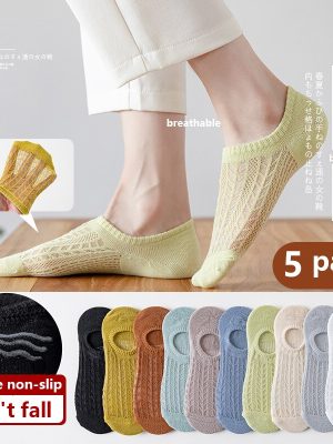 Vanessa’s Non-Slip Invisible Women’s Boat Socks – 5 Pairs Summer Collection