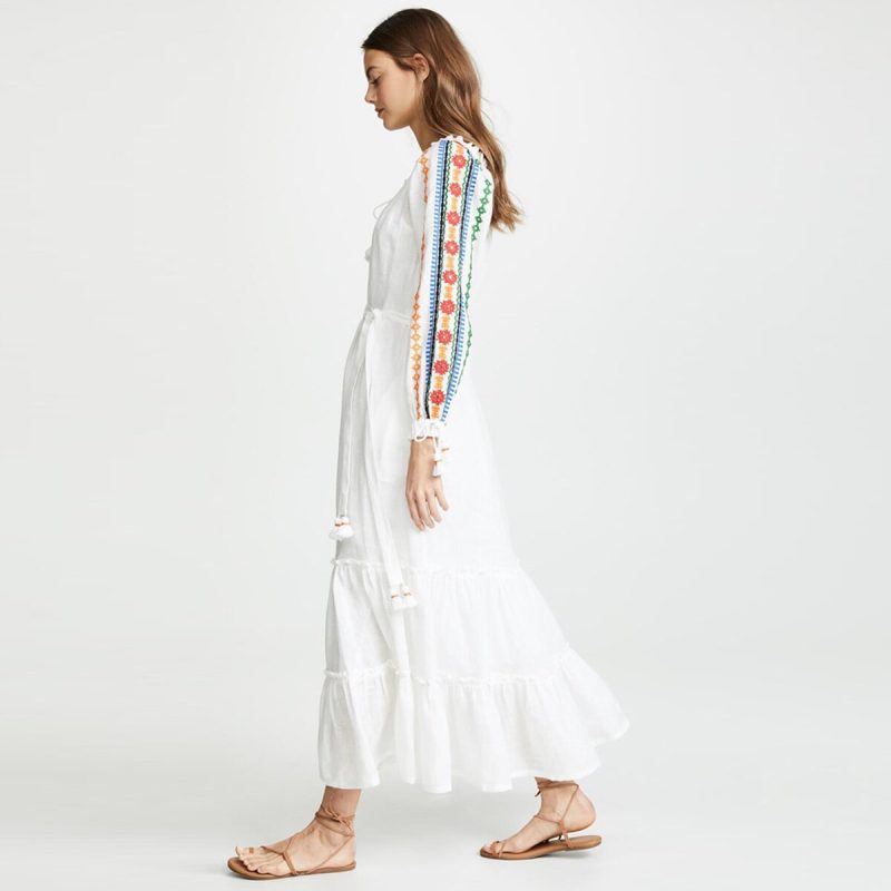 Spring Summer Women Dress Long Sleeve Boho Embroidery Dresses Loose Casual Long Dress Robe Beach Female Vestidos - Image 3