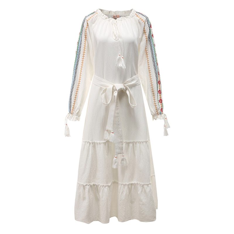 Spring Summer Women Dress Long Sleeve Boho Embroidery Dresses Loose Casual Long Dress Robe Beach Female Vestidos - Image 5