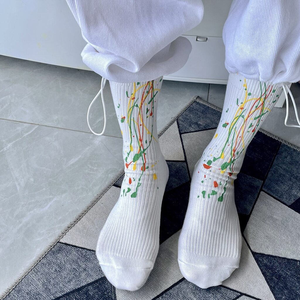 Vanessa's Korean Love Abstract Art Socks - Long Cotton Tube Socks for Women - Image 4