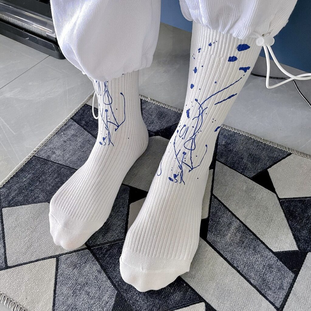 Vanessa's Korean Love Abstract Art Socks - Long Cotton Tube Socks for Women - Image 5