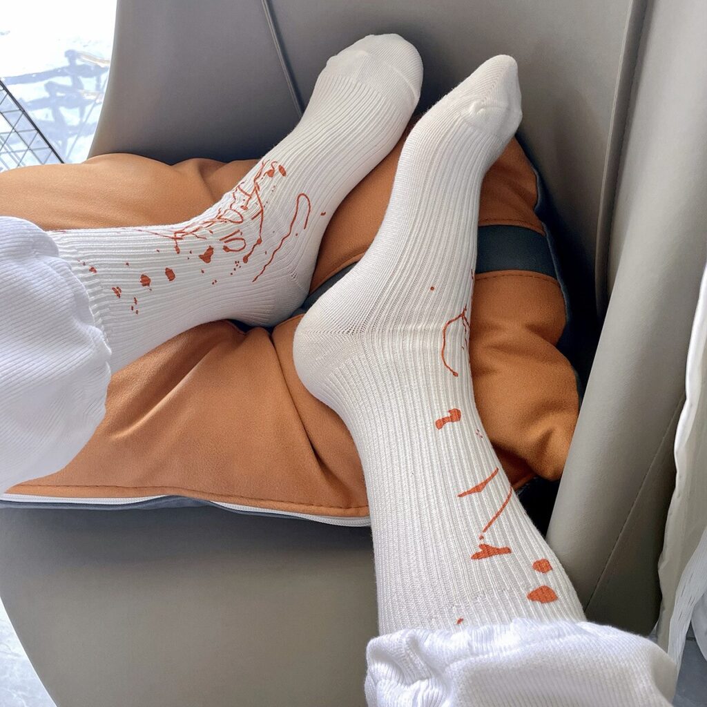 Vanessa's Korean Love Abstract Art Socks - Long Cotton Tube Socks for Women - Image 6