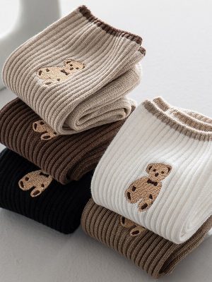 Vanessa’s Cute Bear Cartoon Cotton Short Socks