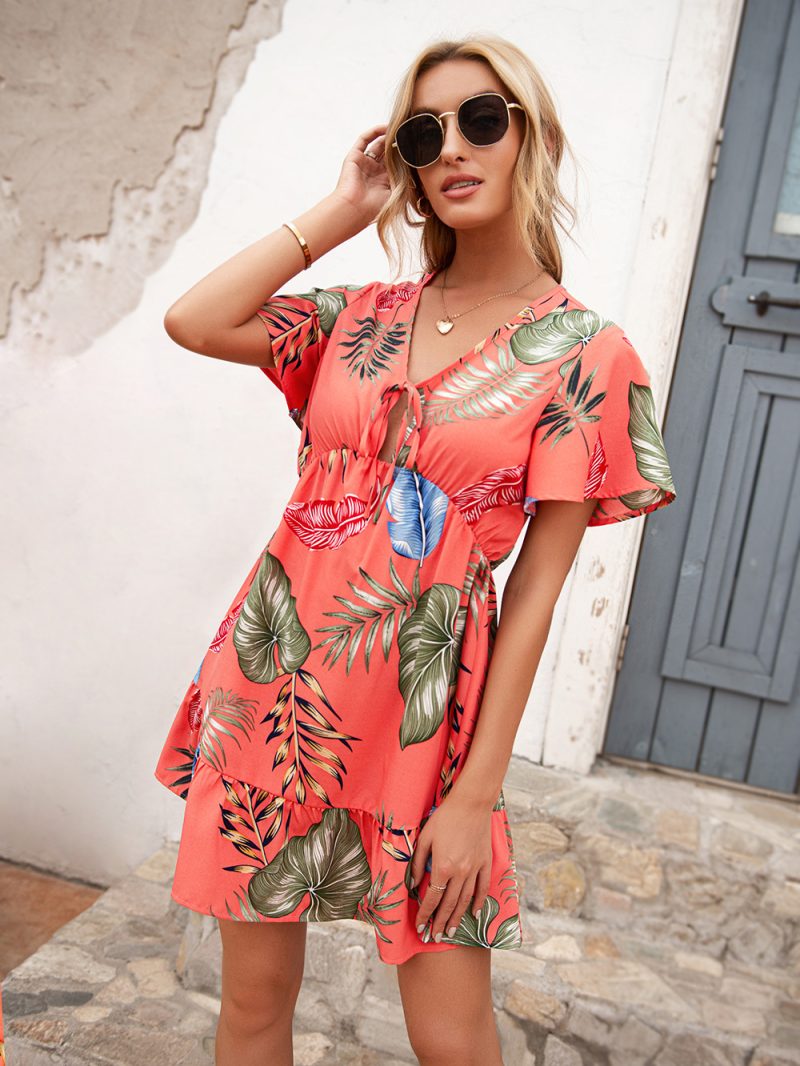 Summer Women Clothing Printed Casual Vacation Short Sleeve Dress for Women - Image 7