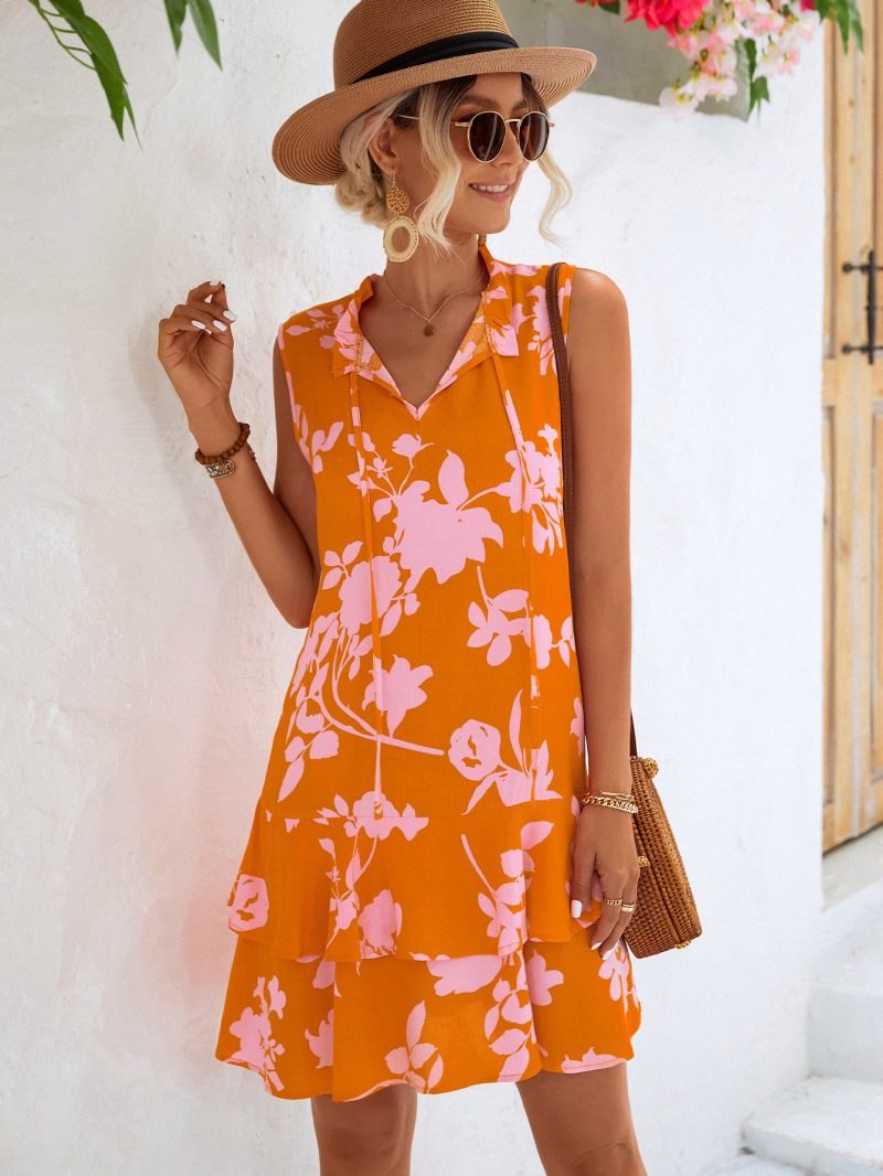 Sleeveless Lace up Ruffled Dress - Image 2