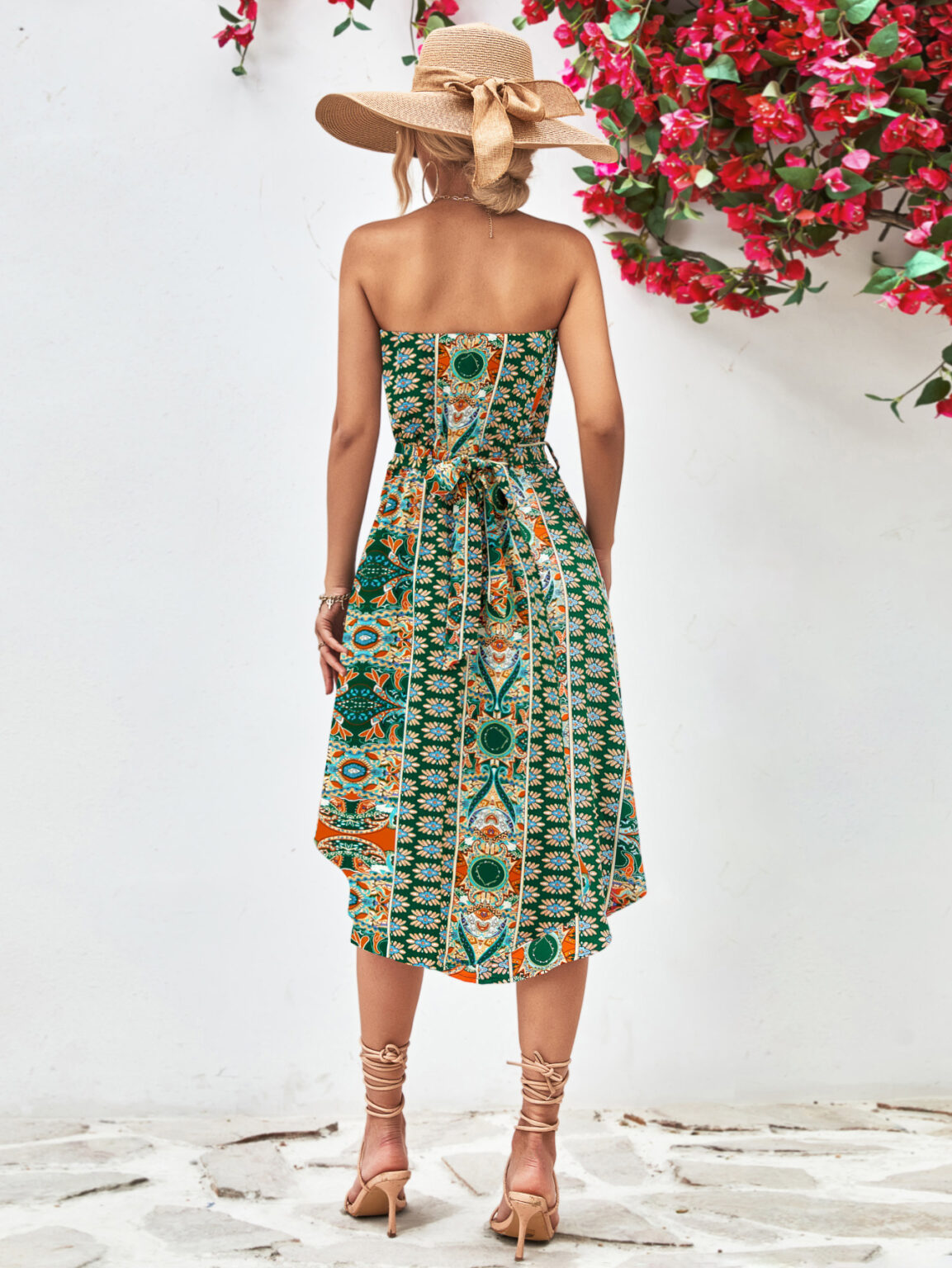 Women Clothing Tube Top Printed Dress - Image 9
