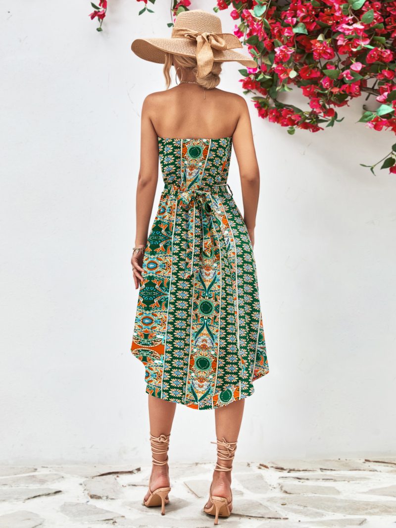 Women Clothing Tube Top Printed Dress - Image 9