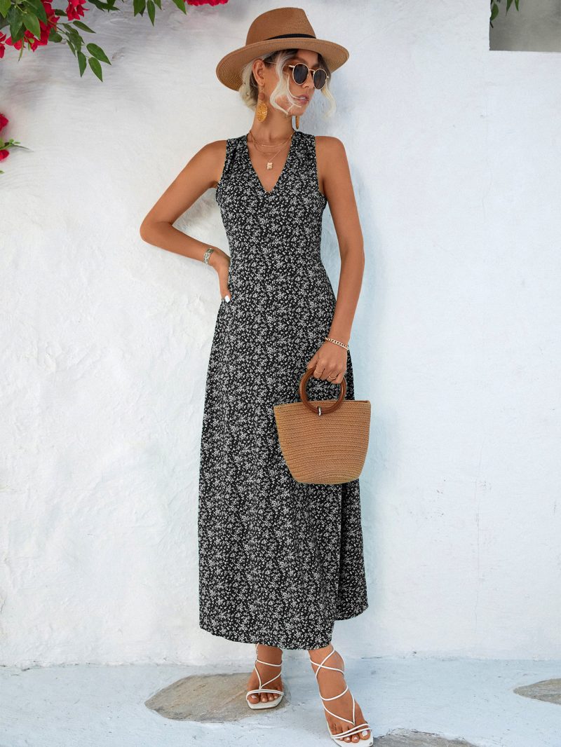 Spring Summer V neck Backless Dress Long - Image 3