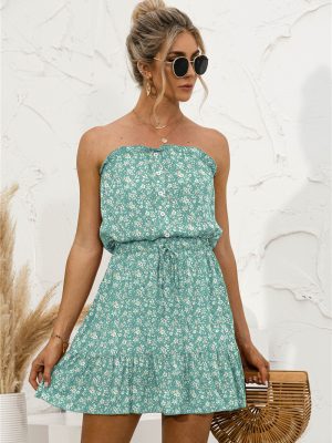 summer Sexy Tube Top Floral Dress