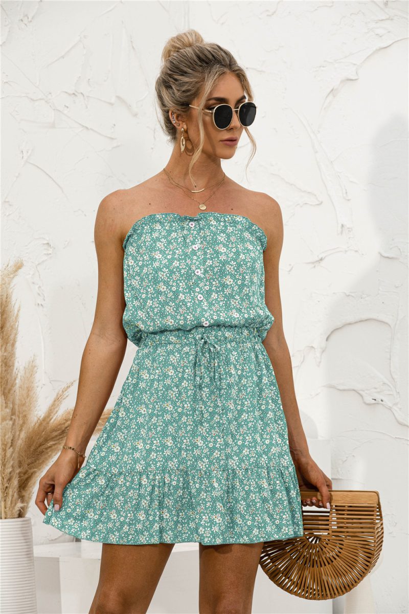 summer Sexy Tube Top Floral Dress