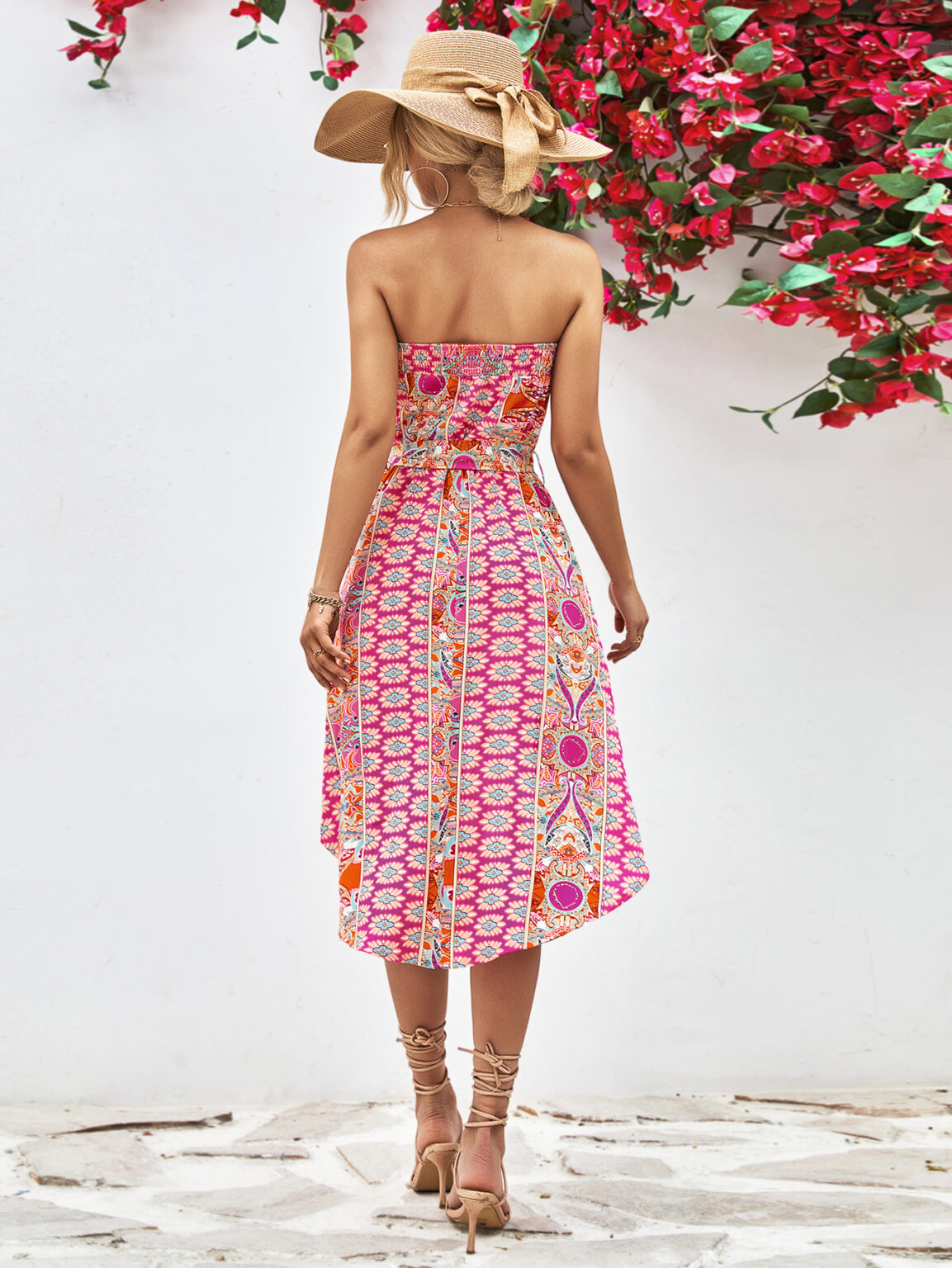 Women Clothing Tube Top Printed Dress - Image 2