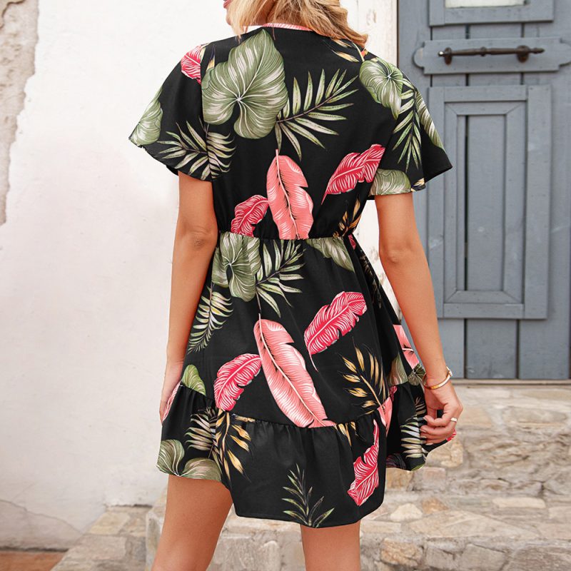 Summer Women Clothing Printed Casual Vacation Short Sleeve Dress for Women - Image 3