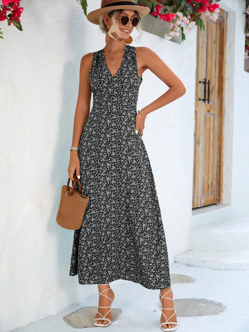 Spring Summer V neck Backless Dress Long - Image 4