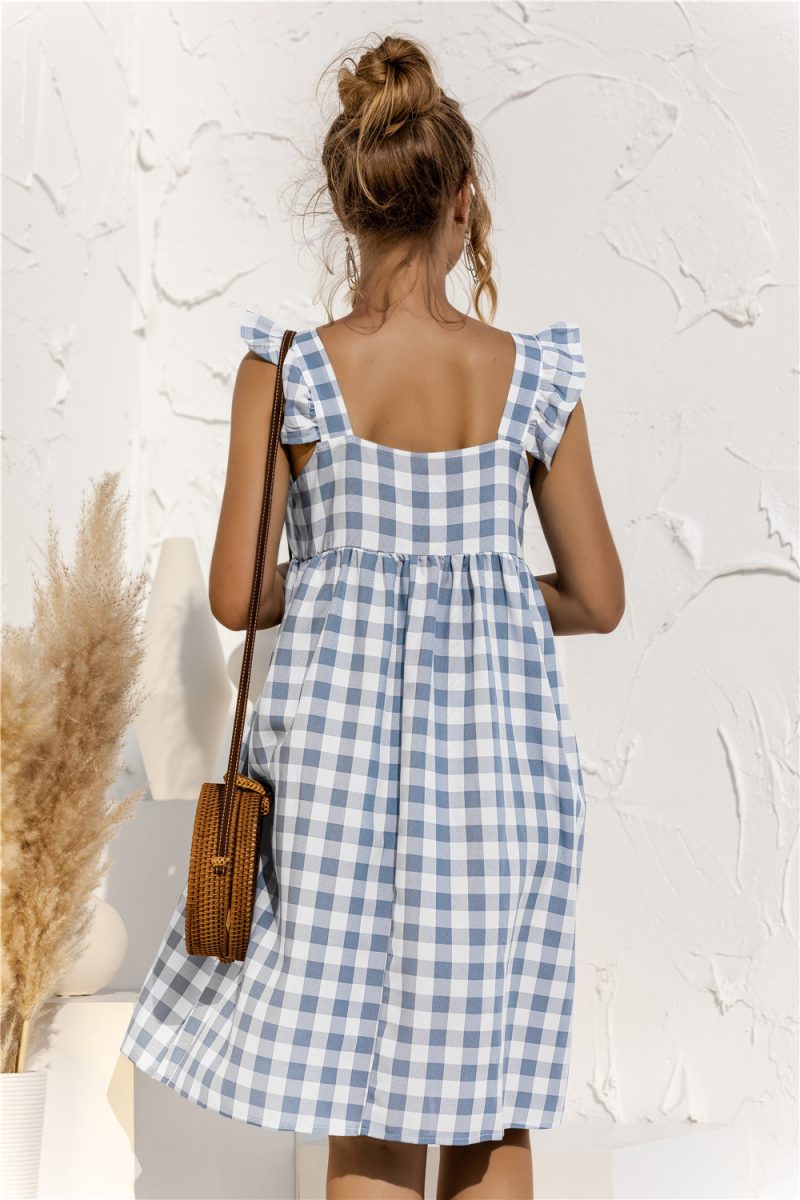 Square Collar Ruffle Sleeve Loose Sleeveless Dress - Image 2