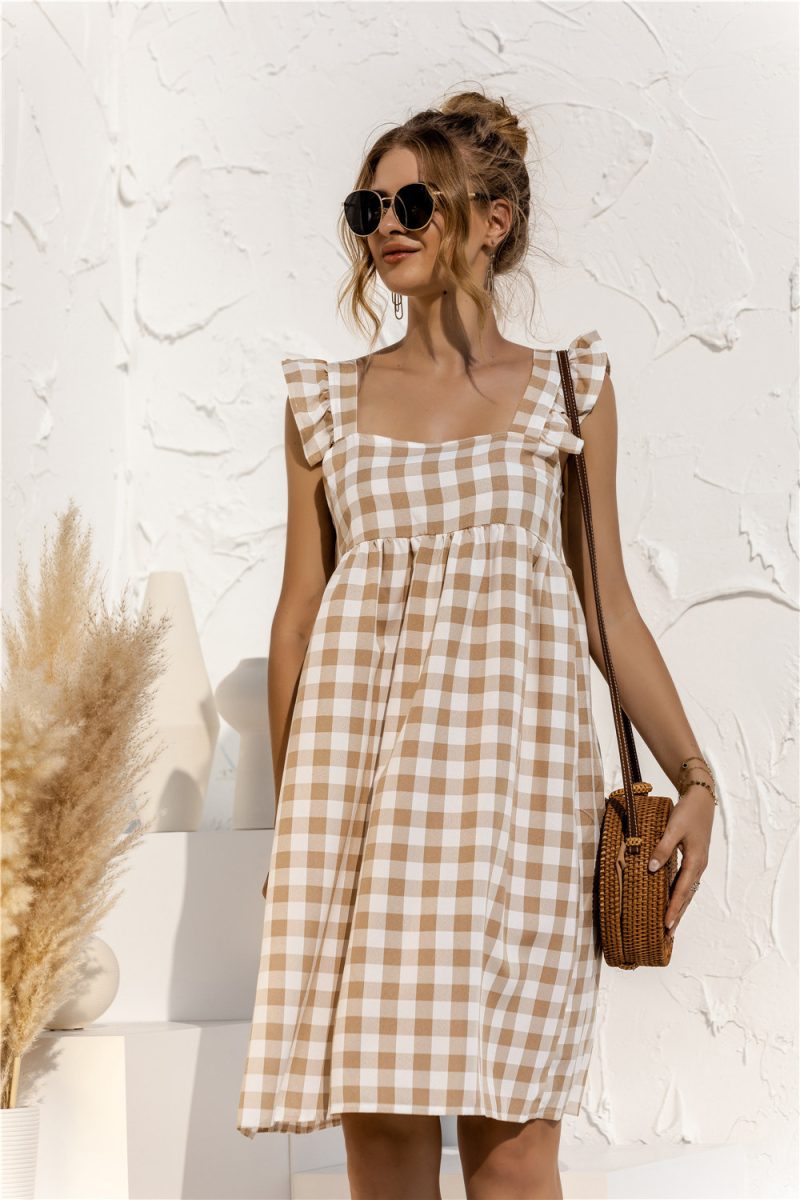 Square Collar Ruffle Sleeve Loose Sleeveless Dress - Image 3