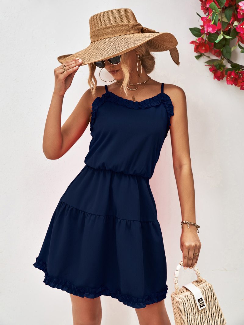 Women Clothing Spaghetti Strap Ruffle Dress - Image 3