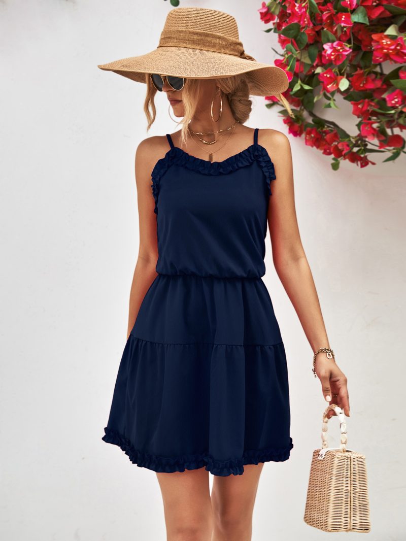 Women Clothing Spaghetti Strap Ruffle Dress - Image 4