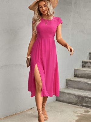 Popular Women Clothing Back Waist Hollowed out Dress