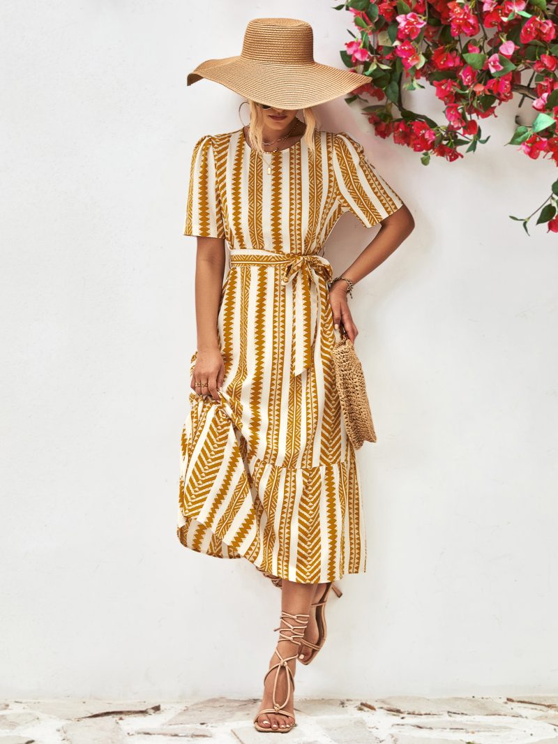 Popular Printed Puff Sleeve Loose Dress - Image 2