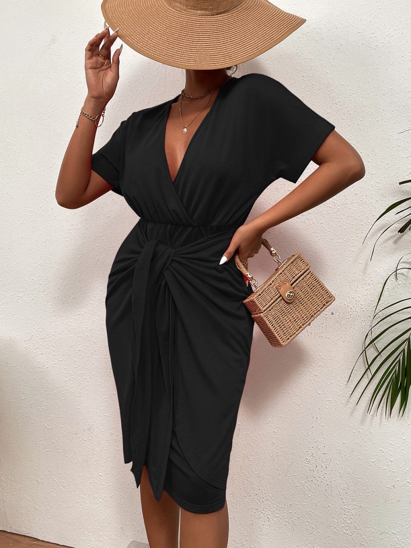 Women Clothing Sexy Deep V Plunge Neck Slim Fit Sheath Dress for Women - Image 5