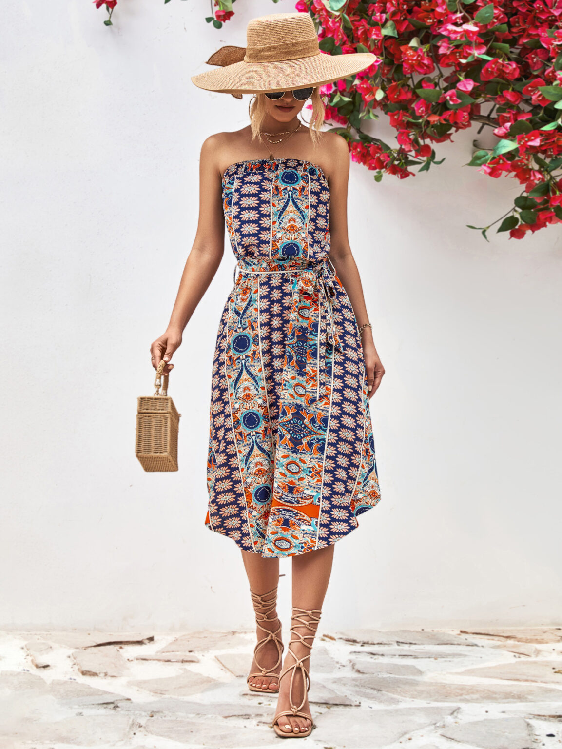 Women Clothing Tube Top Printed Dress - Image 15
