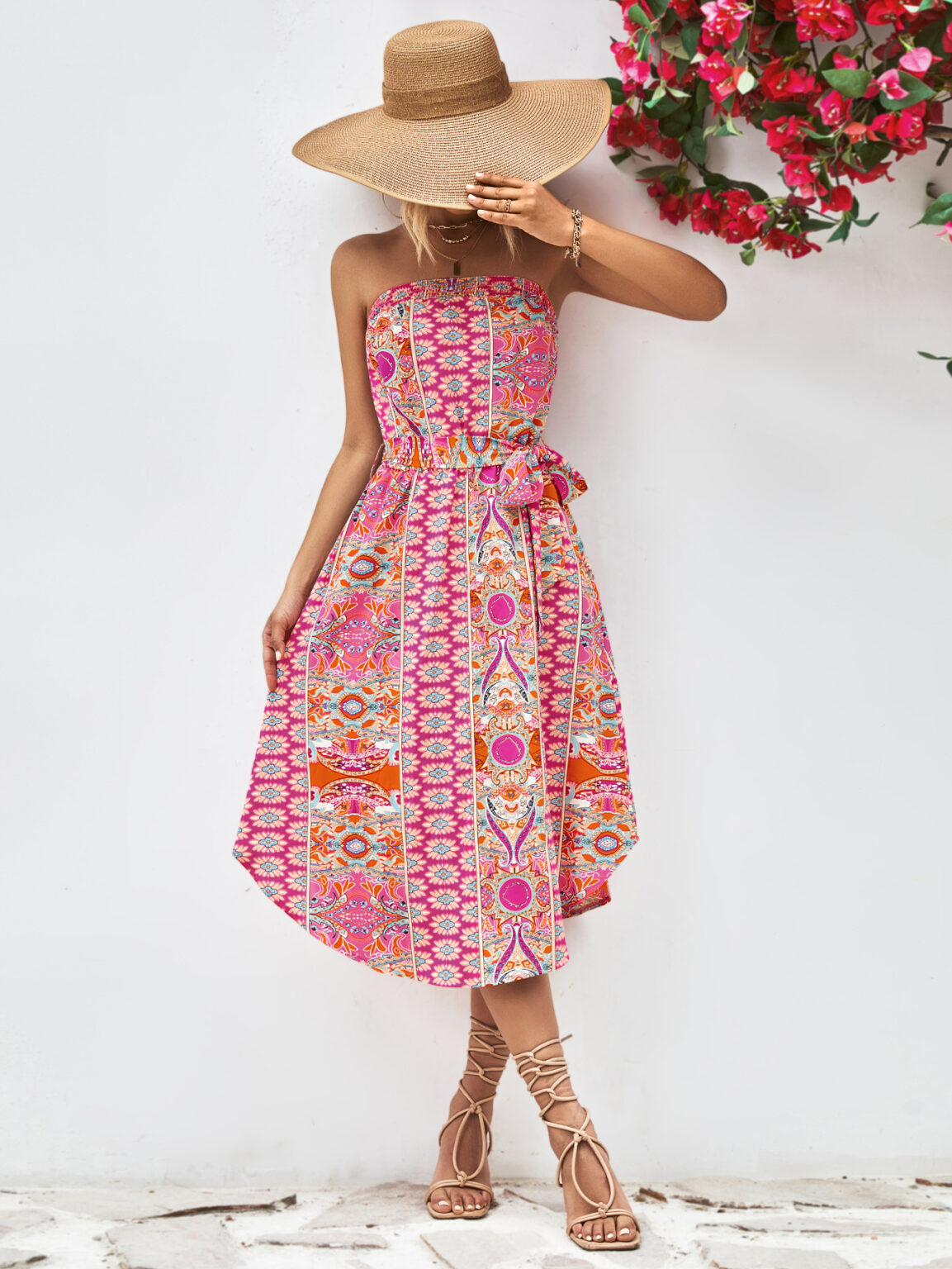 Women Clothing Tube Top Printed Dress - Image 13