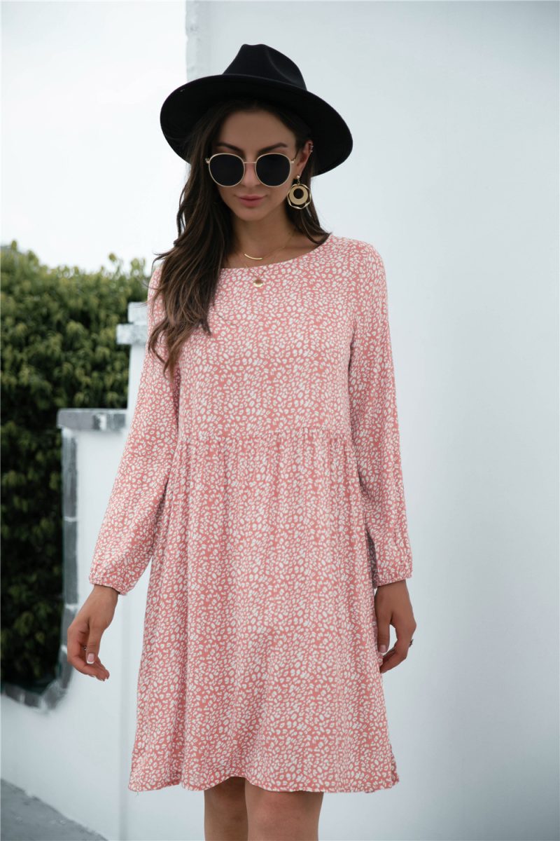 Autumn Winter Long Sleeve Leopard Print Pocket Dress - Image 3