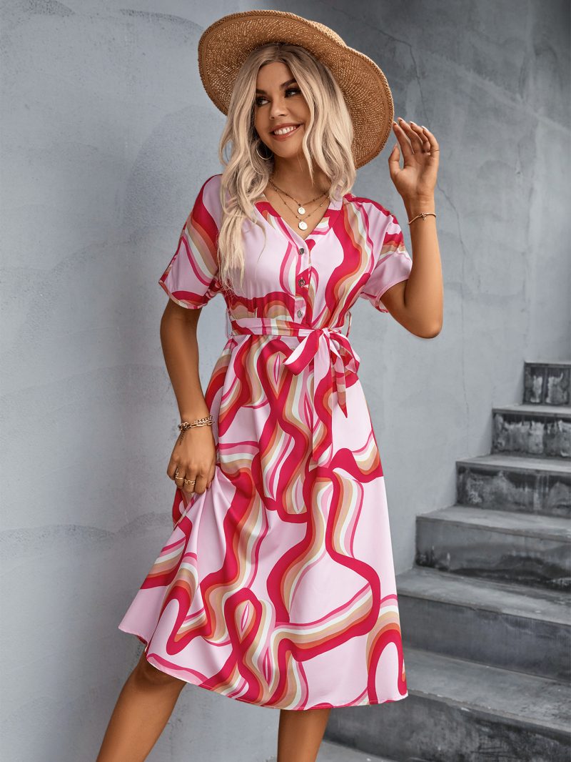 Women Clothing Corrugated Button Dress - Image 2