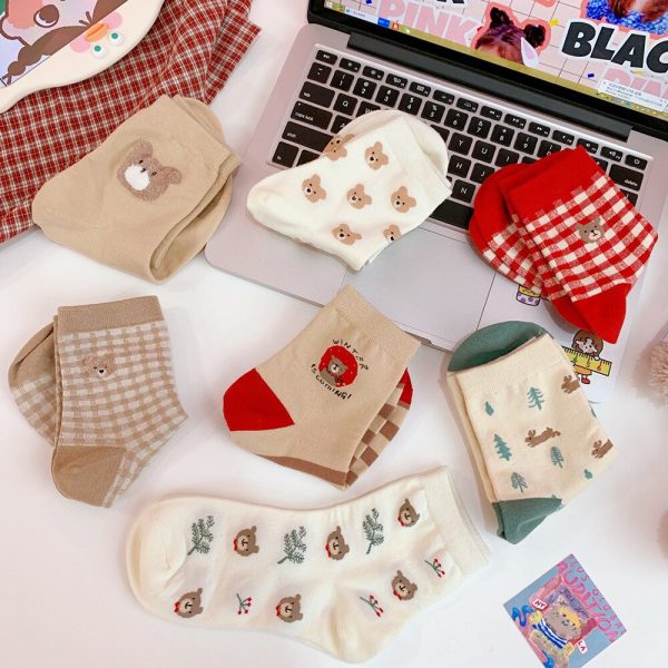 Vanessa's Kawaii Bear Cartoon Women's Socks - Japanese & Korean Style - Image 3