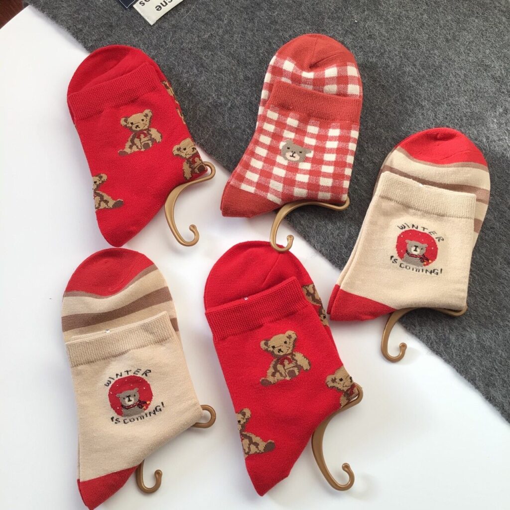 Vanessa's Cute Cartoon Cotton Women's Socks - 5 Pairs Japanese & Korean Style - Image 3