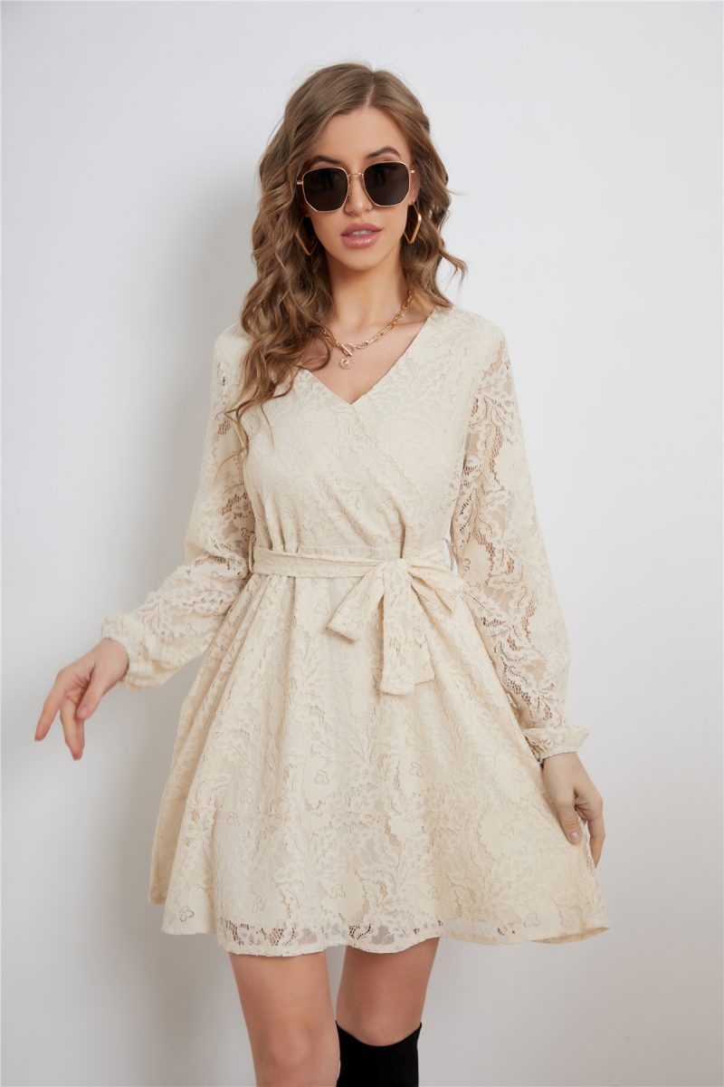 Elegant Lace A-Line Long Sleeve Dress