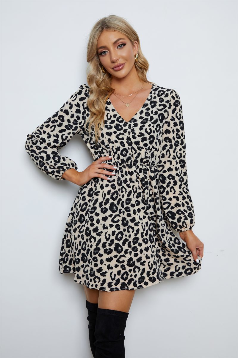 Floral Stone V-Neck Long Sleeve Dress - Image 5