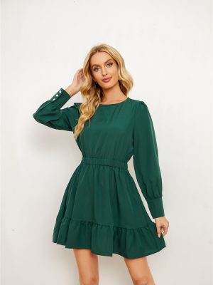 Autumn Long Sleeve Solid Color Dress