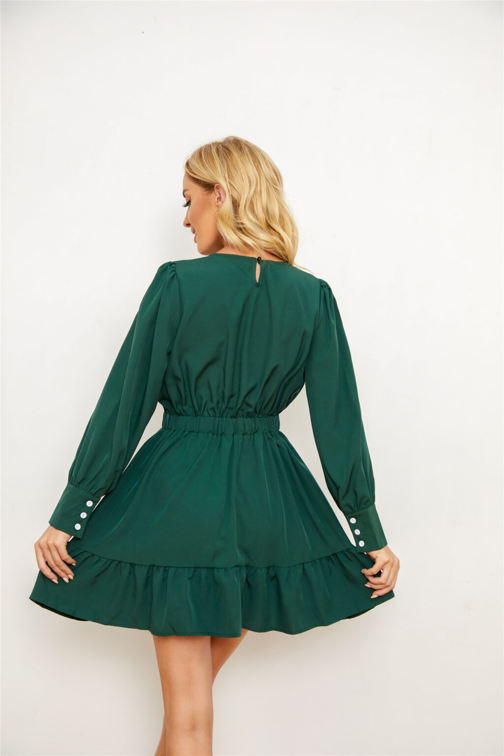 Autumn Long Sleeve Solid Color Dress - Image 3