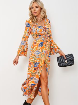 Long Floral Long Sleeve Dress