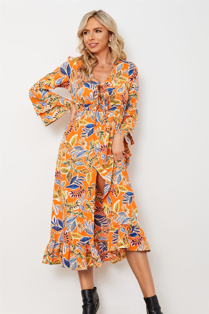 Long Floral Long Sleeve Dress - Image 3