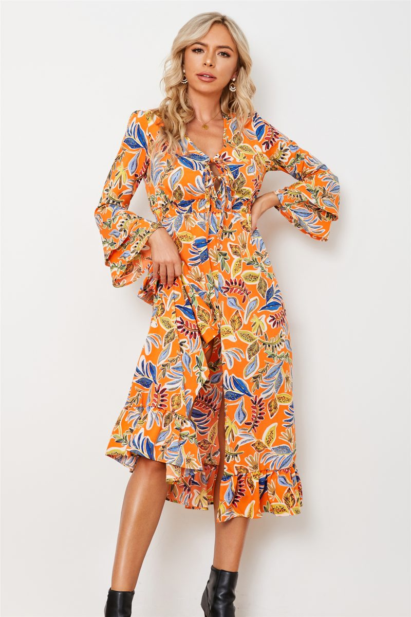 Long Floral Long Sleeve Dress - Image 4