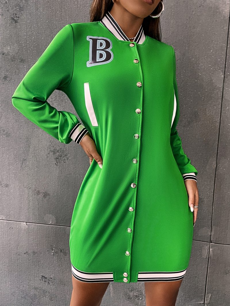 Women's Single-Breasted Solid Color Sports Dress - Image 2