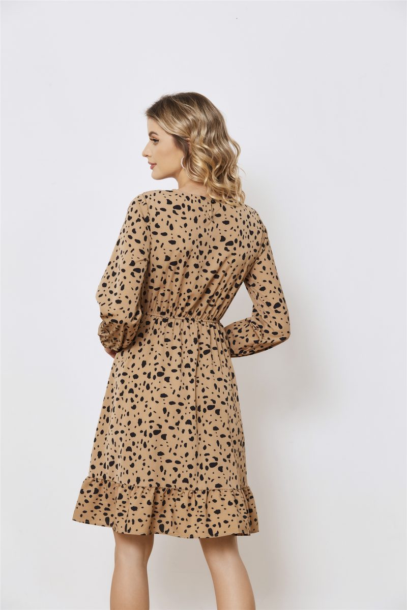 Floral Long Sleeve Waist Cake Dress - Image 5