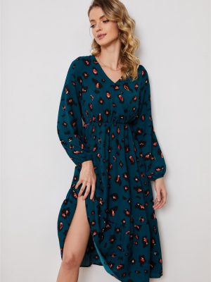 Long Sleeve V-Neck Printed Dress