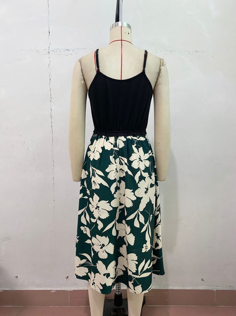 Summer Women Wear Floral Splicing Sling Dress - Image 6