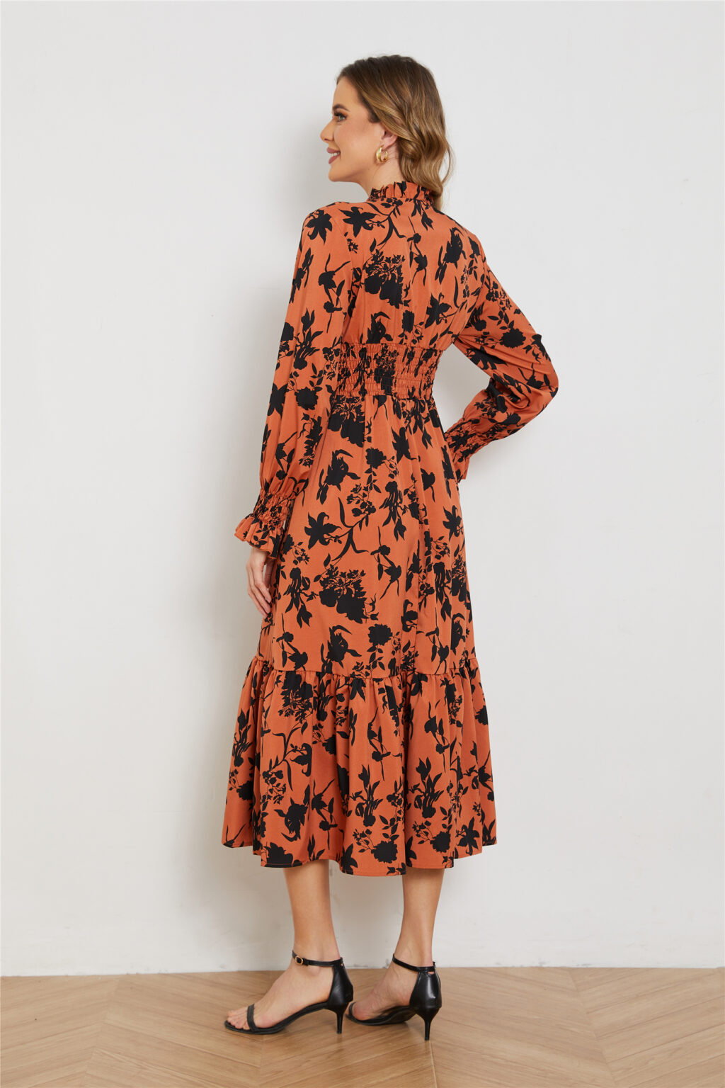 Elegant Floral V-Neck High Waist Long Dress - Image 4