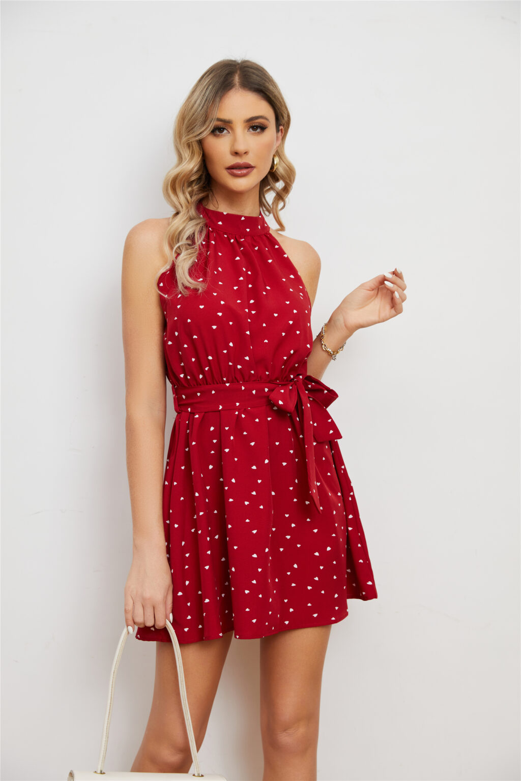 Printed Heart Neck Sleeveless Daily Dress - Image 2