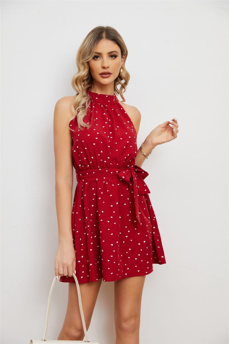 Printed Heart Neck Sleeveless Daily Dress - Image 2