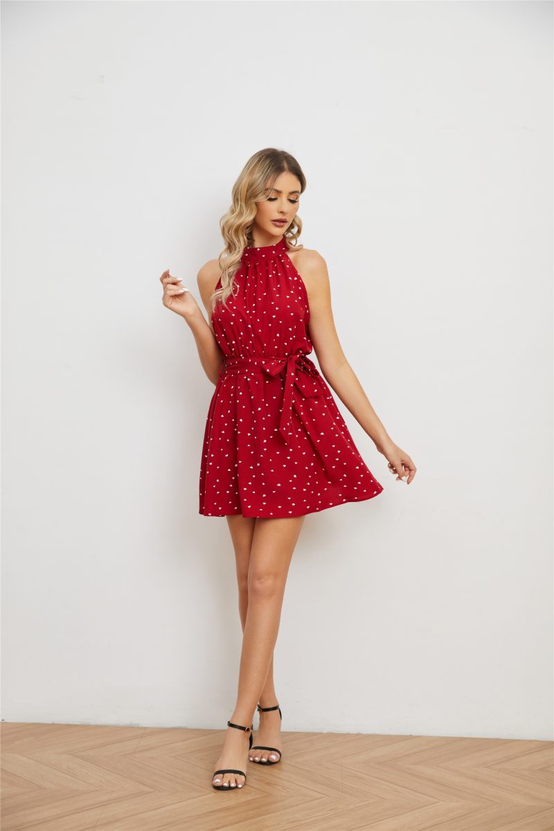 Printed Heart Neck Sleeveless Daily Dress - Image 3