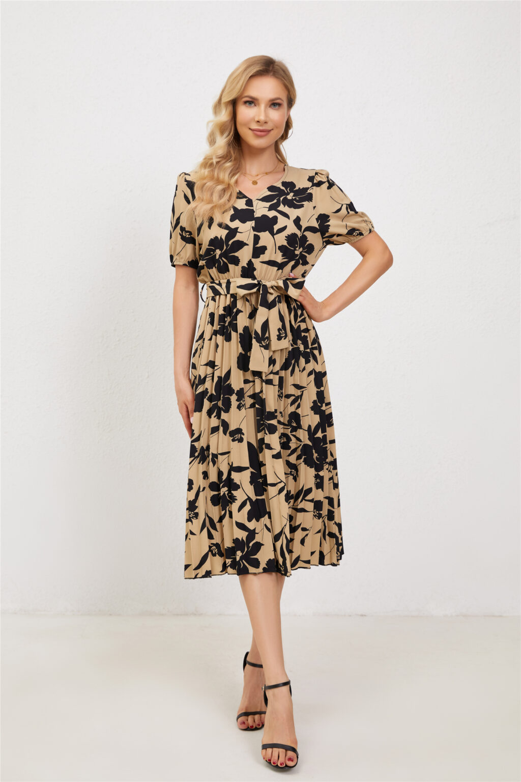 Summer Print Pleated Waist Dress - Image 2