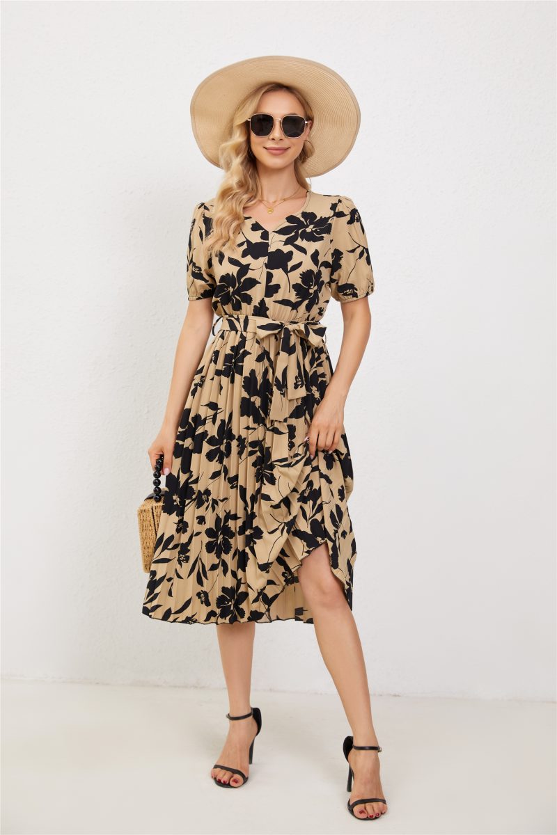 Summer Print Pleated Waist Dress - Image 3