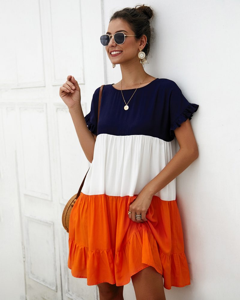 Patchwork Babydoll Dress - Image 9