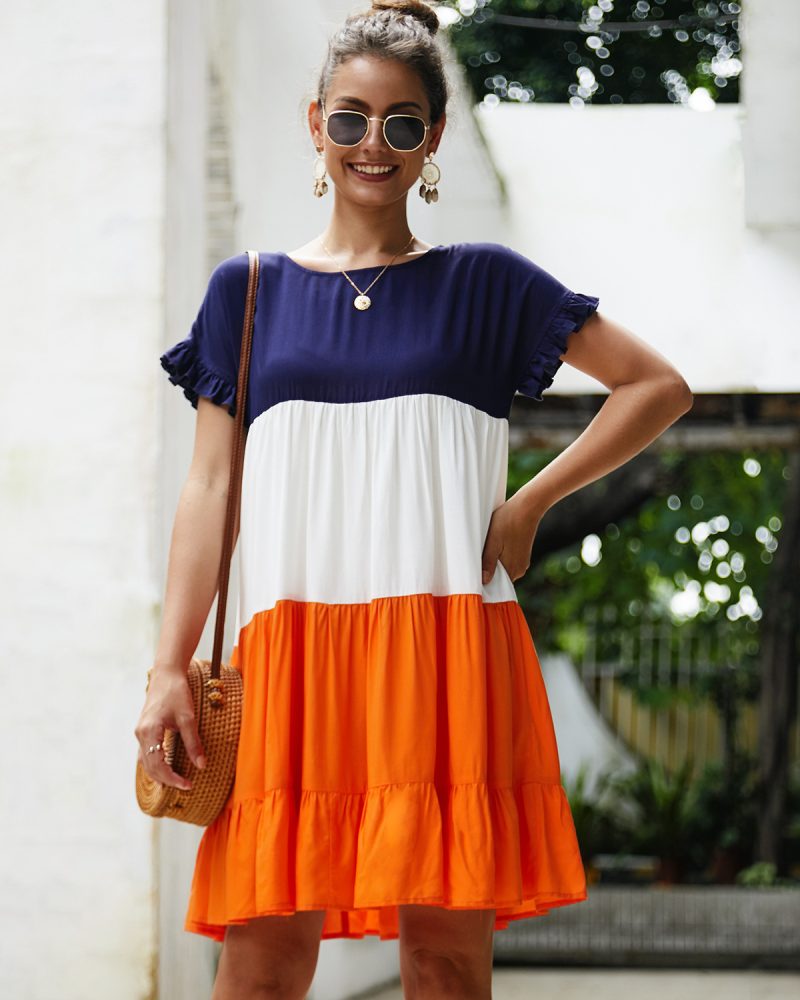 Patchwork Babydoll Dress - Image 8
