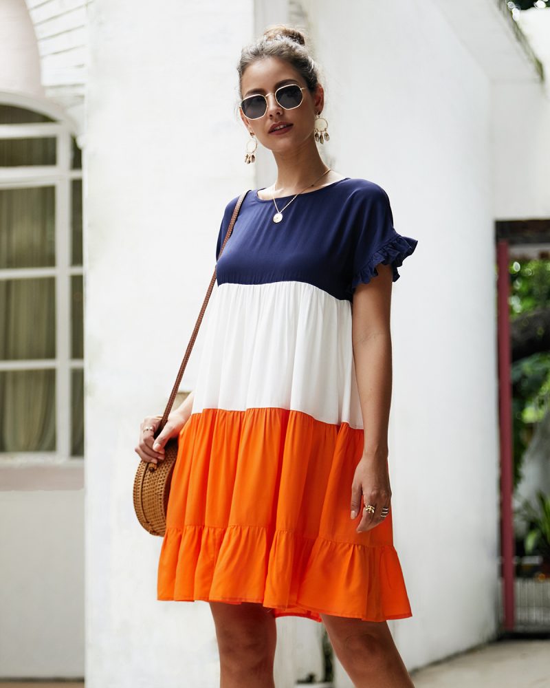 Patchwork Babydoll Dress - Image 2